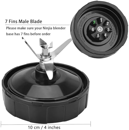 Ninja Blender Replacement Blade, Blender Replacement Parts 7 Fins Extractor Blade Assembly Compatible with BL480-30 BL640-30 BL642-30 BN401 BN751 BN801 NN100-30 NN102 BL2012