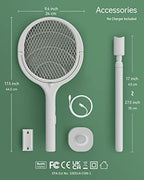 Rotating Head Rechargeable Electric Fly Swatter Racket Bug Zapper Racket Mosquito Zapper Indoor Bug Zapper Fruit Fly Zapper Spider Killer Gnat Trap Wasp Catcher, with a Telescopic Extension Wand
