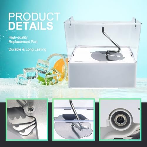 WPW10347093 Removable Ice Bin Replacement Compatible with Whirlpool, Maytag, KitchenAid, Jenn-Air Refrigerator Part Replacing Your Fridge's Ice Bucket Assembly W10347093 w10347100 With Auger