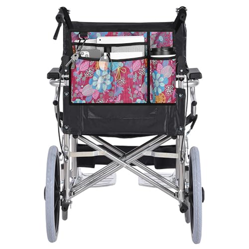 supregear Accessories Bag for Walker, Wheelchair, Rollator for Seniors, w/Cup Holder-Folding Walker Basket Large Capacity Waterproof Walker Caddy Pouch (Purple Floral)