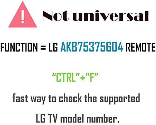 AKB75375604 Replacement TV Remote for LG TV 43UK6300PUE 32LK610BPUA 49UK6300PUE 55UK6300PUE 65UK6300PUE 75UK6570PUB 75SK8070PUA 55SK9000PUA 86UK6570PUB 43UK6250PUB with GP Alkaline 2 pcs Batteries