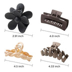 Sunolga 8PCS Hair Clips for Women, Flower Claw Clips for Thick Hair, Non-Slip Hair Accessories - 4 Styles, Neutral Colors Hair Clips and Variety Pack, Ideal for Girls