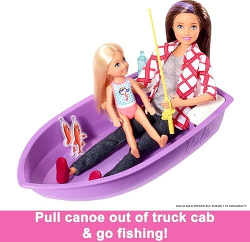 Barbie Camper Playset, 3-in-1 DreamCamper with Pool & 50 Accessories, Transforms into Doll-Sized Truck, Boat & House (Amazon Exclusive)