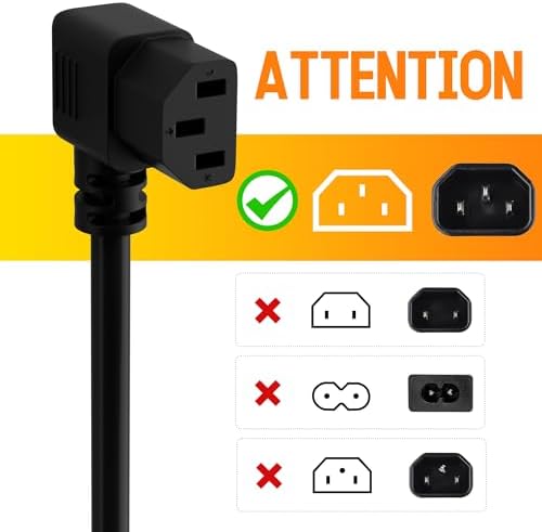 Elecan 3-Prong 45 Degree Flat to 90 Angled Plug Replacement Power Cord 10 Ft/2 Pack, Heatproof Flexible Durable AC Device Power Cable for Appliance Computer TV Monitor,E TL 18AWG 125V 10A with Ties