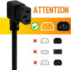 Elecan 3-Prong 45 Degree Flat to 90 Angled Plug Replacement Power Cord 10 Ft/2 Pack, Heatproof Flexible Durable AC Device Power Cable for Appliance Computer TV Monitor,E TL 18AWG 125V 10A with Ties