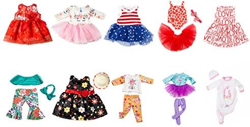 ZQDOLL 19 pcs American Doll Clothes Gift for 18 inch Doll Clothes and Accessories, Including 10 Complete Sets of Clothing