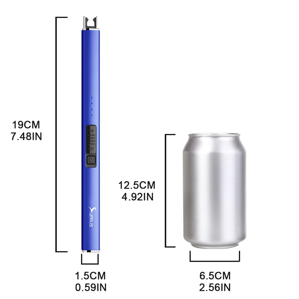 SUPRUS Electric Lighter Arc Windproof Flameless USB Lighter Rechargeable Lighter with Safety Lock for Candle BBQ Camping (Dark Blue)