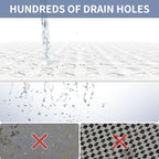 OTHWAY Square Shower Mat, 27"x 27"Extra Large Anti Slip Mat for Shower, Machine Washable Baby Bath Mat with Drain Holes in Middle, TPE White Bath Mat for Tub Bathroom Elderly Kids Toddlers(White)