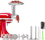 Meat Grinder Attachment for KitchenAid Stand Mixers, Accessories Included 2 Sausage Stuffer Tubes, Durable Metal Food Grinder Attachments by Kitchood, Silver