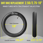 AR-PRO (2-Pack) 2.50/2.75-10 Dirt Bike Replacement Inner Tubes Heavy Duty|Compatible with Honda Crf50 /Xr50, Razor MX650 / MX500, Suzuki DRZ70 / JR50, Yamaha PW50