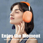 4 in 1 Set for AirPod Max Case, Anti-Scratch Sweat-Proof Ear Pad Covers/Ear Cups Cover/Headband Cover, AirPod Max Cover Accessories for Apple AirPod Max (2020 Lightning /2024 USB-C)- Clear Orange