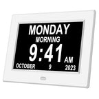 MRCHYDZ Clock with Day and Date for Elderly Large Display Digital Clock 5 Alarm 3 Medicine Reminders Dementia Clocks Digital Calendar Day Clocks Wall Clock Large Number Alarm Clocks 7 Inch White