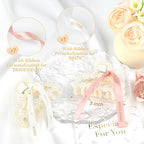 DEEKA Bridesmaid Proposal Gifts 8 Pack Pearl Bridesmaid Hair Claw Clips with Ribbon 3 Inch Hair Clips Bachelorette Party Favors Bridal Party Present Hair Accessories (Half Circle White&Rose Gold)