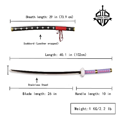 Sword fort Handmade Katana Anime Sword, Death Surgeon Trafalgar Law Cosplay Sword, Kikoku Sword Purple