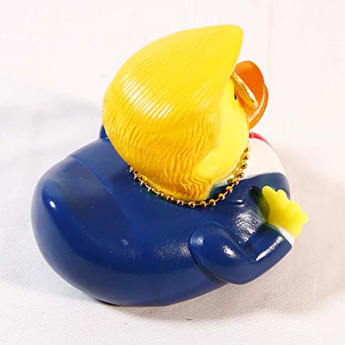 Rubber Ducks Car Duck Dashboard Decoration Squeak Trump Ducks Toys Car Ornaments Car Décor Accessories with Sunglasses and Golden Necklace