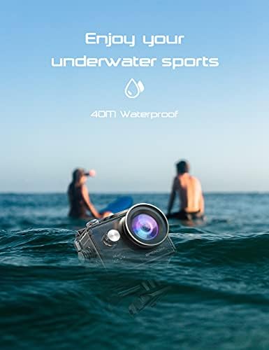 Apexcam Action Camera 4K Sports Camera 20MP 40M 170°Wide-Angle WiFi Waterproof Underwater Camera with 2.4G Remote Control 2 Batteries 2.0'' LCD Ultra HD Camera with Mounting Accessories Kit
