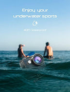 Apexcam Action Camera 4K Sports Camera 20MP 40M 170°Wide-Angle WiFi Waterproof Underwater Camera with 2.4G Remote Control 2 Batteries 2.0'' LCD Ultra HD Camera with Mounting Accessories Kit