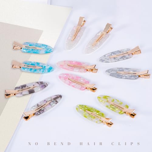No Crease Hair Clips Creaseless Hair Clips Makeup Clips No Bend Hair Clips Flat Hair Clip For Styling Non Slip Hair Accessories For Women,Sparkle Multiple Colors,12 PCS