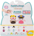 SQUISH-A-LONGS 14 Pack - 1” Mini-Squish with 4 Accessories, 1 Ring, and a Collector’s Guide - Collect, Trade, & Play