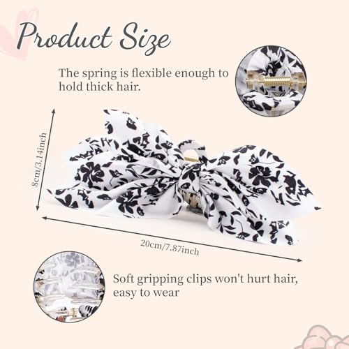 Bow Claw Clips Bow Hair Clips White 3PCS Big Hair Bows for Women Butterfly Hair Clips for Styling Large Hair Clips for Thick Hair for Girls Hair Accessories for Women