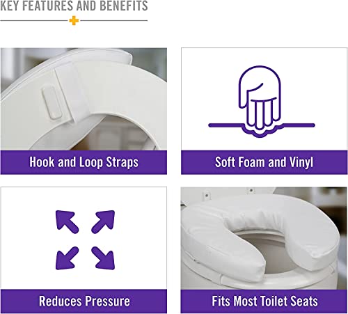 DMI Raised Toilet Seat Toilet, Toilet Seat Riser, FSA HSA Eligible Seat Cushion and Toilet Seat Cover to Add Extra Padding to The Toilet Seat While Relieving Pressure, 2 Inch Pad, White
