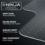 NINJA Easy Glide Office Chair Mat for Carpet Floors, Strong Slip Resistant Under Desk Floor Protector, Stay in Place Plastic Computer Mats for Rolling Work and Gaming Chairs, 29x47 Inch, Clear Lip