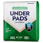 XXL Bed Pads, 5-Layer Disposable 30 x 36 Chucks Pee Pads for Incontinence Bed Wetting for Adults, Elderly & Kids [50 Pads] Heavy-Duty Extra Large Underpads - 30x36 - With 2 Adhesive Strips on Each Pad