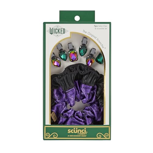 Wicked Elphaba Scrunchie & Hair Clip set - hair clips - hair accessories - hair accessories for girls - gifts for her - Scunci by Conair - 7PK