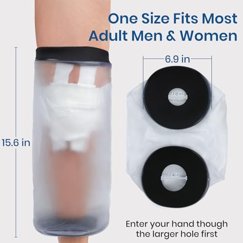 Allhercom Knee Cast Cover for Shower, Watertight Knee Shower Protector after Surgery, Waterproof Shower Cover for Knee Replacement Recovery, Fit Knee Circumference 11.8" to 20.8"