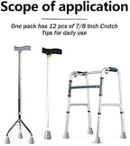 Crutch Tips,12Pcs 7/8 Inch Crutch Feet Cap,Upgrade Heavy Duty Rubber Accessories Replacement Rubber Cane Tips, for Reduce The Frequency of wear and Tear, Gray