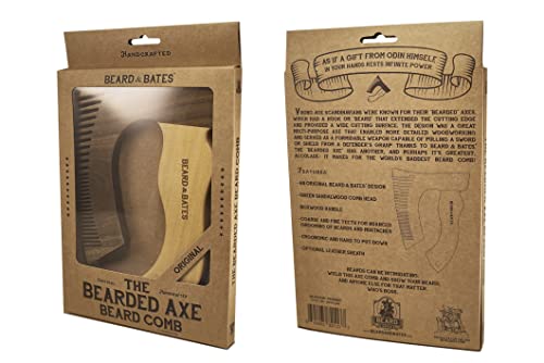 The Bearded Axe Beard Comb | Original | Green Sandalwood/Boxwood | Artisan Crafted & Handmade