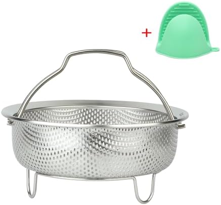 Stainless Steel Steamer Basket - Vegetable & Dumpling Steamer Insert for Pots, Instant Pot Accessories with Handles & Feet, Multi-Purpose Mesh Strainer for Cooking, Fruits (Silvery, Medium)