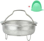 Stainless Steel Steamer Basket - Vegetable & Dumpling Steamer Insert for Pots, Instant Pot Accessories with Handles & Feet, Multi-Purpose Mesh Strainer for Cooking, Fruits (Silvery, Medium)