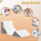 A2ZCOMFY 5PCS Adjustable Wedge Pillow for Sleeping, Post Surgery, Dual Layer Memory Foam for Back, Neck, Knee Pain Relief, Orthopedic Wedge Pillow Set, Anti Snoring Acid Reflux GERD