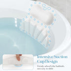 Bath Pillow Luxury Bathtub Pillow, Bath Pillows for Tub Head Neck and Back Support, Non-Slip Soft Silicon Bath Tub Pillow with Strong Suction Cup, Bath Accessories Spa Gifts, White