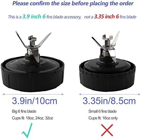 6-Fin Ninja Blender Blade Replacement parts Female Fins Blade Compatible with Ninja Auto iQ BL450 Blenders