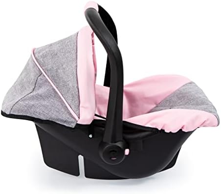 Bayer Design 67933AA Toy, Car Seat Easy Go for Neo Vario Pram with Cover, Doll Accessories, Pink, Grey with Butterfly,Grey/pink, for dolls up to 18"