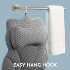 WONDERfoam Thick Padded Ergonomic Bath Pillow for Tub, Bathtub Headrest Neck and Back Support, Strong Suction, Machine Wash, Breathable Mesh Quick Dry Pillows, Luxury Bathtub and Spa Accessories, Gray