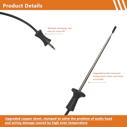 WP9755542 KitchenAid Oven Temperature Probe Sensor -Meat Thermometer Replacement for Model 9755542, Stainless Steel Food Probe Compatible with KitchenAid Ovens (Baking, Roasting, Grilling)