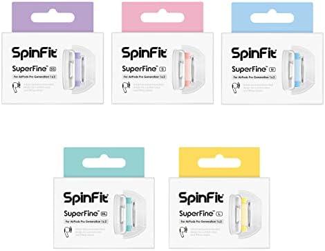 SpinFit Superfine for AirPods Pro Gen 1 & 2 - L - Medical Grade Silicone Patented Replacement Ear Tips and Adapters for Supreme Comfort (one Pair)(Ear Tips Installed)