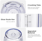 Ninja Blender Cups Replacement 24 oz Slim Cups Kit with Sip & Seal Lids BL450 BL480 BL486 BL487 BL492 BL494 BL642 BL682 NN100 BL2012