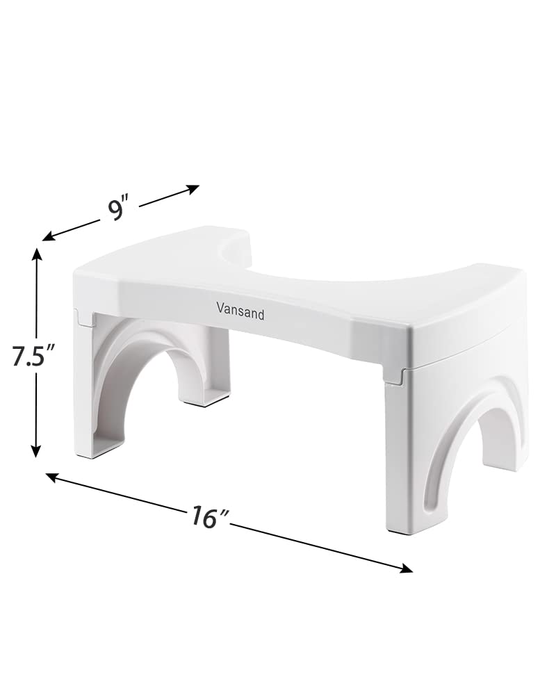 Vansand Toilet Foot Stool,Folding Toilet Stool,Squatting Toilet Potty Stool,Toilet Auxiliary Step,7.5Inch Height White