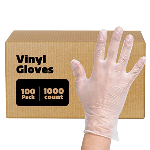 Comfy Package [Case of 1000 Disposable Vinyl Gloves, Powder Free, Latex Free, Clear Gloves for Cooking and cleaning - Large