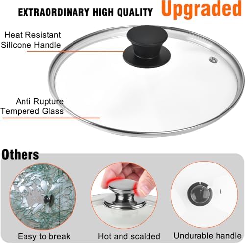 Tempered Glass Lid for Instant Pot 6 Quart, 9.1 Inch,Pressure Cooker Accessories,Replacement Parts for Instant pot,Heat Resistant Silicone Handle and Stainless Steel Rim