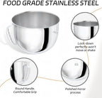 7QT Stainless Steel Mixer Bowl and Bowl Lid Covers for Kitchenaid Stand Mixers, Kitchen Aid Mixing Replacement Bowl for 7QT Lift Mixer with Handle, Dishwasher safe.