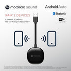 Motorola Sound MA1, The Only Google Authorized Wireless Android Auto Car Adapter, Smartphone to Screen Wireless Bridge Car Accessories, USB Type-A