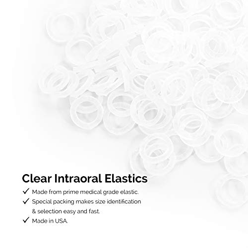 JMU Orthodontic Rubber Bands 1/4 Medium 6.4 mm Clear Orthodontic Elastic 4.5oz 500 pack Latex Free Dental Rubber Bands Made in USA