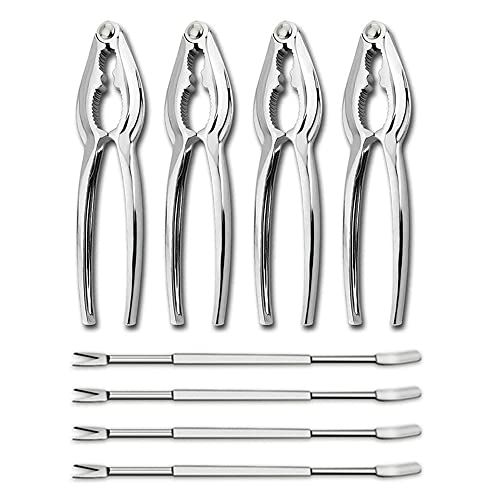 Crab Leg Crackers and Picks, Set of 4 Easy-to-Use Lobster Crackers & Stainless Steel Lobster Picks, Crab Crackers and Tools, Seafood Tool Kit by Smedley & York