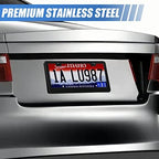 2 Pack License Plate Frames, Stainless Steel Car License Plate Cover Car Accessories with Screw Caps (Black)