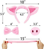 Norme Pig Costume Set Pig Ears Nose Tail and Bow Tie Pink Fancy Dress Costume Kit Accessories for Kids Halloween Party, Mardi Gras Costume Party, Carnival Dress up Play